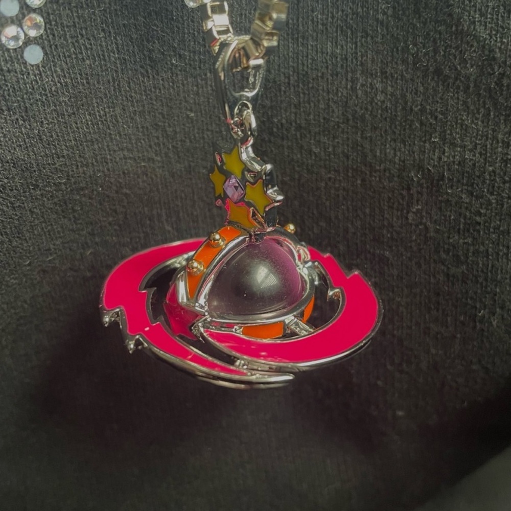 Pink and Yellow Vivianne Westwood Orb Saturn Necklace 💗💛